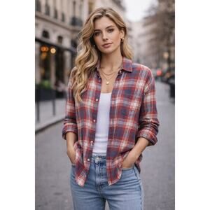 Rails Plaid Blue Red Button Down Shirt Longsleeve Womens Medium